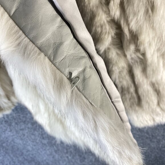 VTG Real Fur Coat Ivory Fox Racoon Look 100% Bemberg Lined Made in Korea Luxury - Picture 12 of 14